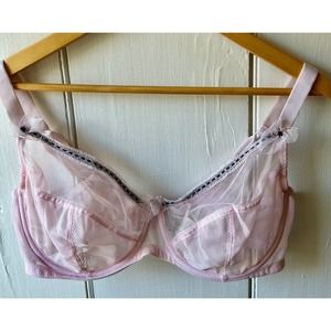 Pour Moi bra size UK38E pink mesh bow underwire